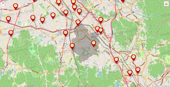 福岡県のマクドナルドの店舗地図