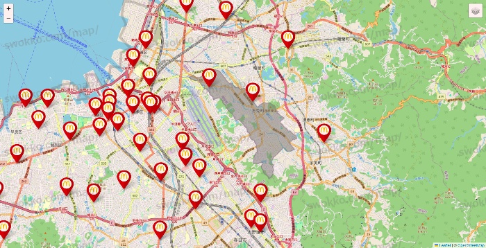 福岡県のマクドナルドの店舗地図