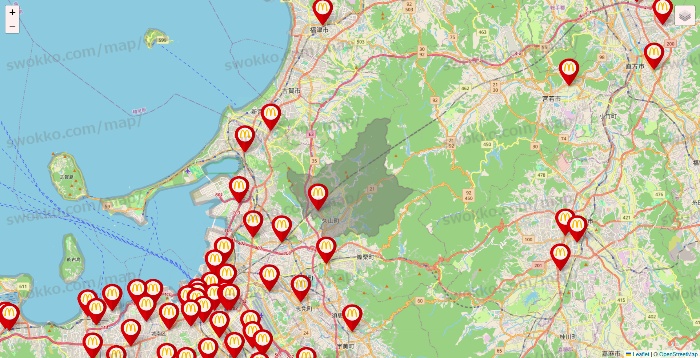 福岡県のマクドナルドの店舗地図