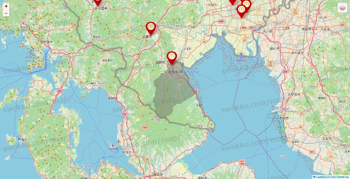 佐賀県のマクドナルドの店舗地図