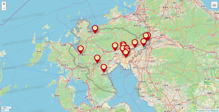 佐賀県のマクドナルドの店舗地図