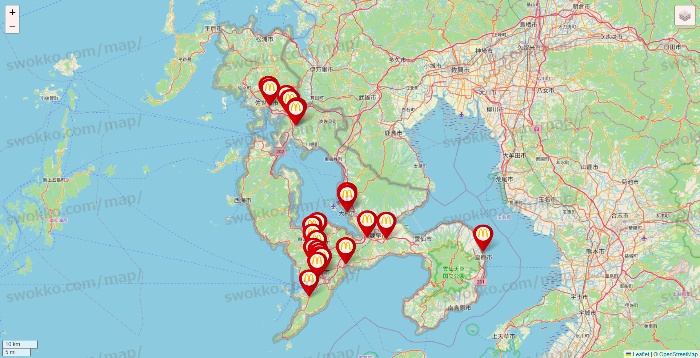 長崎県のマクドナルドの店舗地図