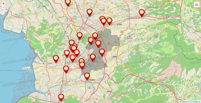 熊本県のマクドナルドの店舗地図
