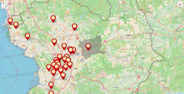 熊本県のマクドナルドの店舗地図