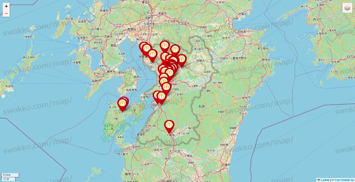 熊本県のマクドナルドの店舗地図