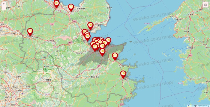 大分県のマクドナルドの店舗地図