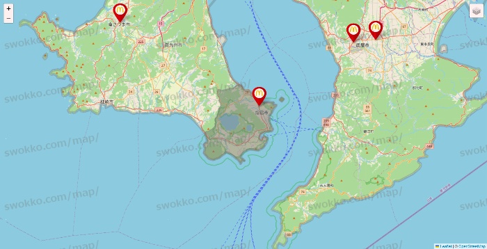 鹿児島県のマクドナルドの店舗地図
