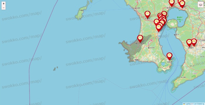 鹿児島県のマクドナルドの店舗地図