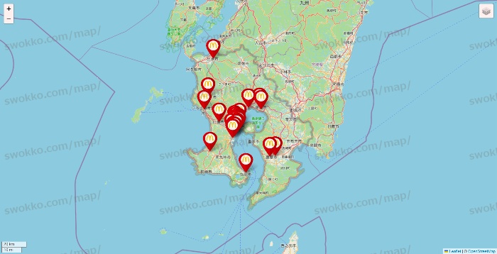 鹿児島県のマクドナルドの店舗地図