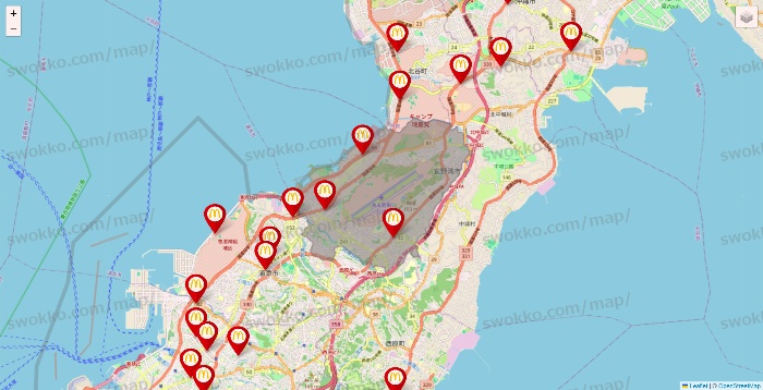 沖縄県のマクドナルドの店舗地図