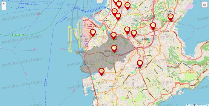 沖縄県のマクドナルドの店舗地図