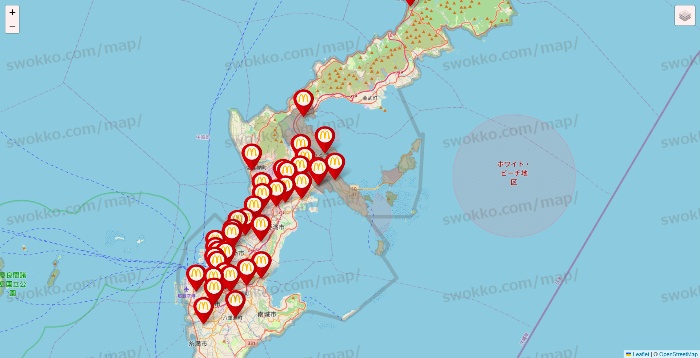 沖縄県のマクドナルドの店舗地図