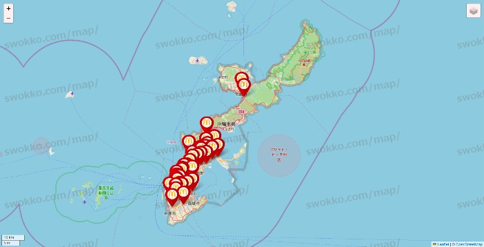 沖縄県のマクドナルドの店舗地図