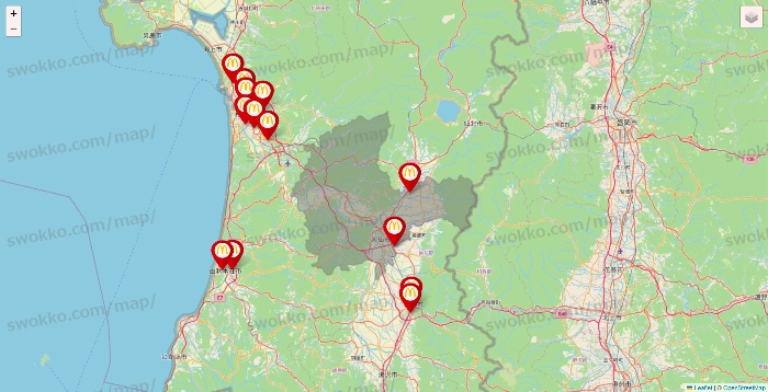 秋田県のマクドナルドの店舗地図