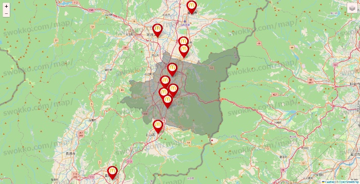 山形県のマクドナルドの店舗地図