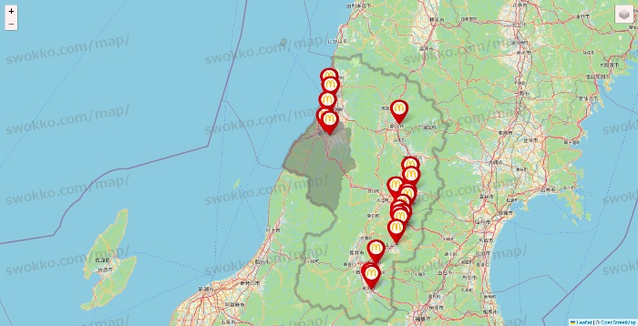山形県のマクドナルドの店舗地図
