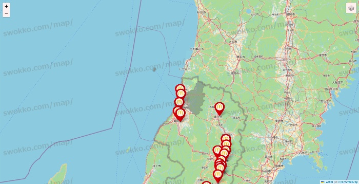 山形県のマクドナルドの店舗地図