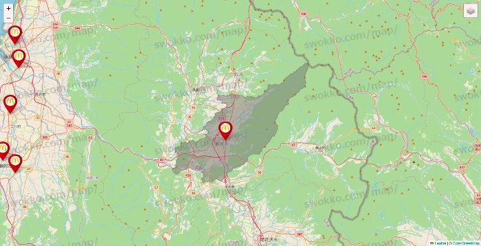 山形県のマクドナルドの店舗地図