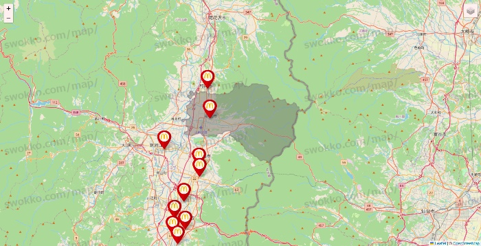 山形県のマクドナルドの店舗地図