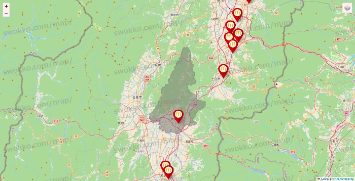 山形県のマクドナルドの店舗地図