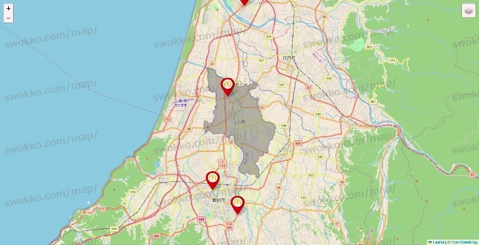 山形県のマクドナルドの店舗地図
