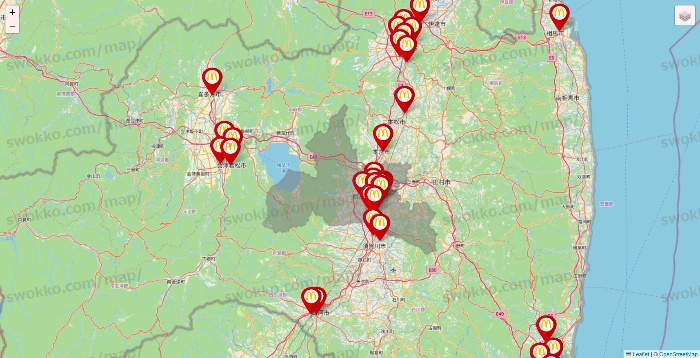 福島県のマクドナルドの店舗地図