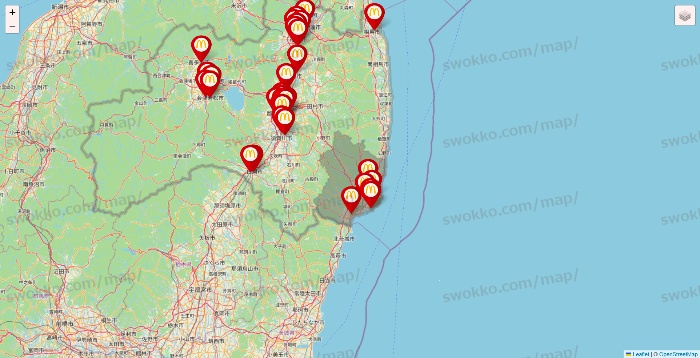 福島県のマクドナルドの店舗地図