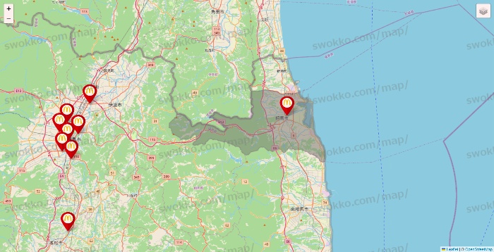 福島県のマクドナルドの店舗地図