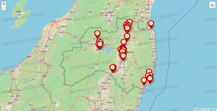 福島県のマクドナルドの店舗地図