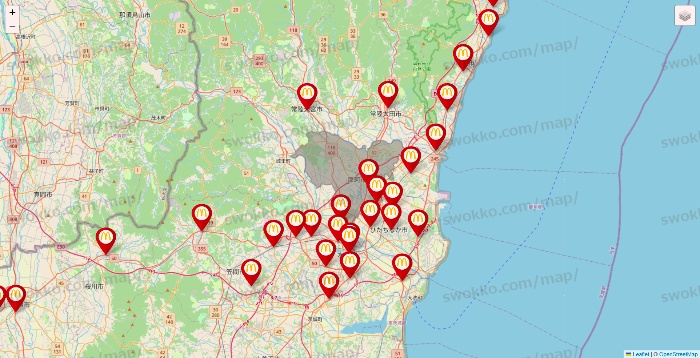 茨城県のマクドナルドの店舗地図