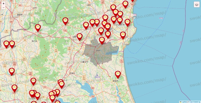 茨城県のマクドナルドの店舗地図