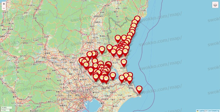 茨城県のマクドナルドの店舗地図