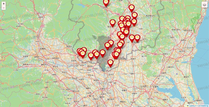 栃木県のマクドナルドの店舗地図