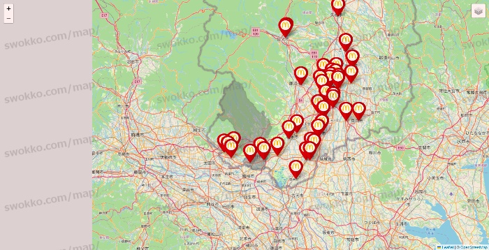 栃木県のマクドナルドの店舗地図