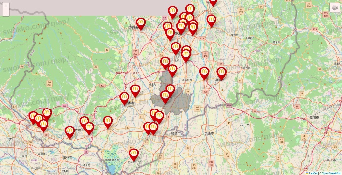 栃木県のマクドナルドの店舗地図