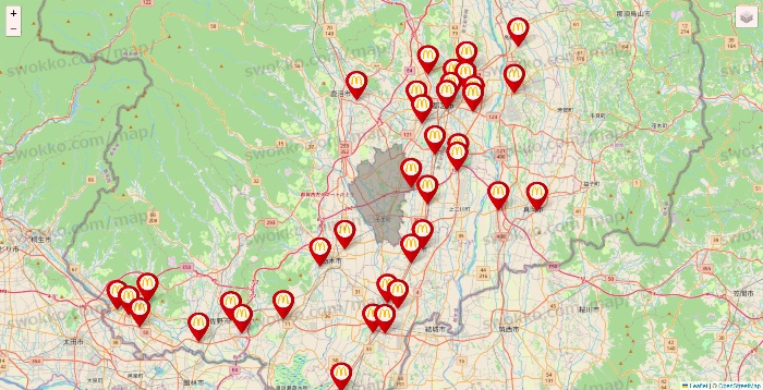 栃木県のマクドナルドの店舗地図