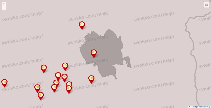 栃木県のマクドナルドの店舗地図