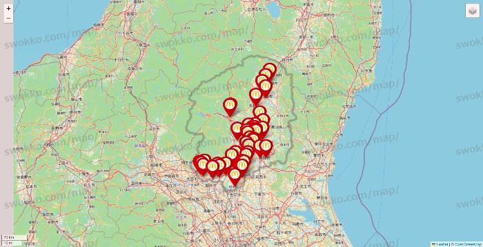 栃木県のマクドナルドの店舗地図