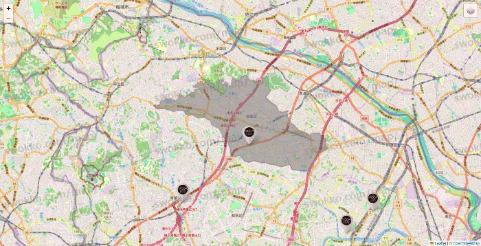 神奈川県のメガロスの店舗地図