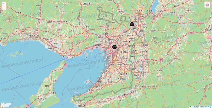 大阪府のメガロスの店舗地図