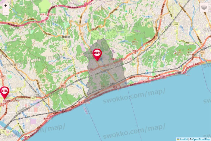 神奈川県のミラフィットネスの店舗地図