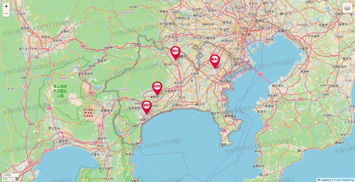 神奈川県のミラフィットネスの店舗地図