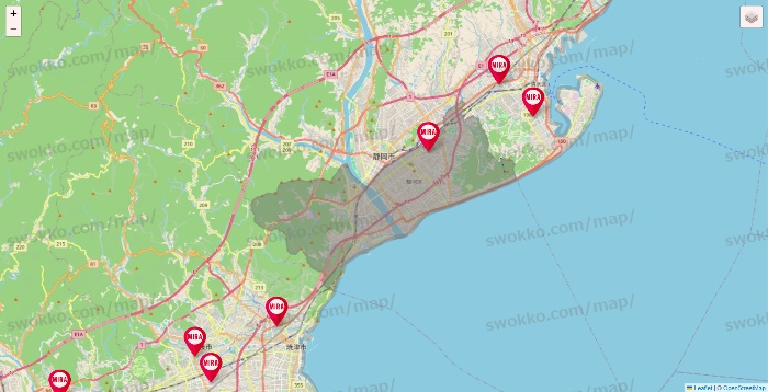 静岡県のミラフィットネスの店舗地図