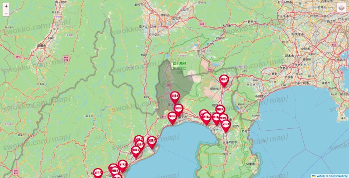 静岡県のミラフィットネスの店舗地図