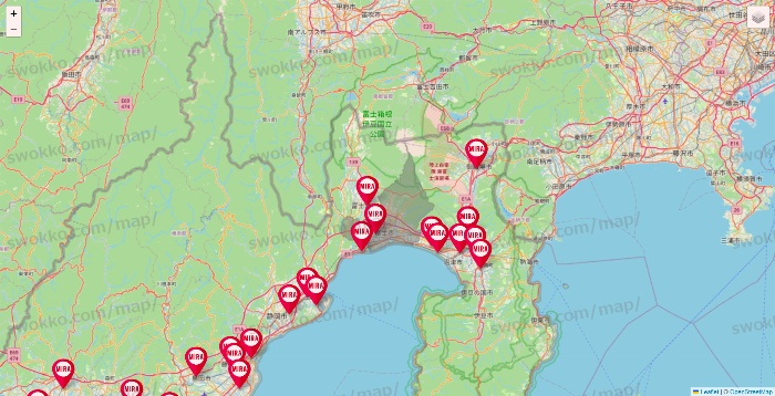 静岡県のミラフィットネスの店舗地図