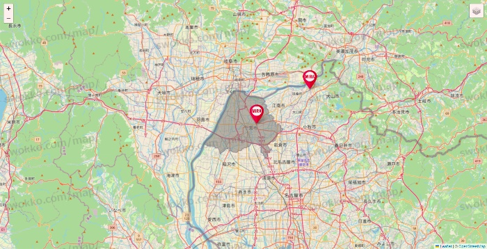 愛知県のミラフィットネスの店舗地図