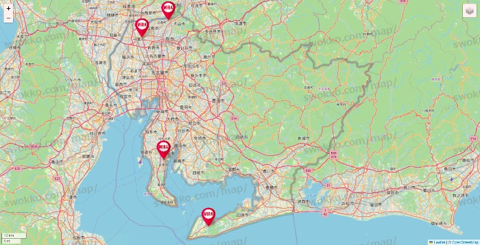愛知県のミラフィットネスの店舗地図