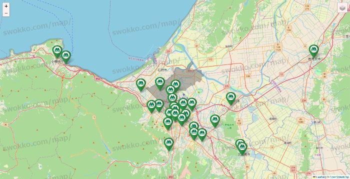 北海道のモスバーガーの店舗地図