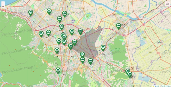 北海道のモスバーガーの店舗地図