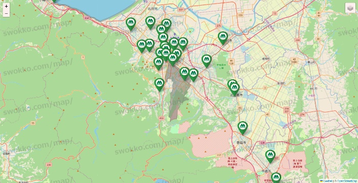 北海道のモスバーガーの店舗地図